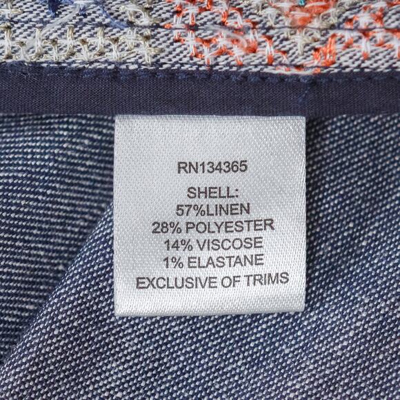 SIGRID OLSEN Linen Chambray Needlepoint Embroidered Jacket Colorful Sz L - Picture 5 of 5